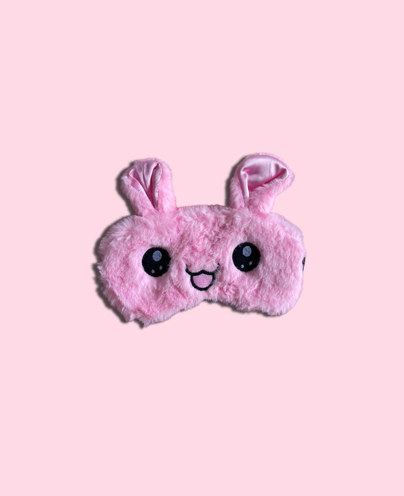 LENGBOX Cute Rabbit Cartoon Plush Sleeping Eye Mask Pink